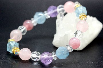 フェアリーエレガンス♡愛と癒しのブレスレット｜アクアマリン・ローズクォーツ・アメジスト 天然石 パワーストーン 通販 ジュ・オーヴの画像
