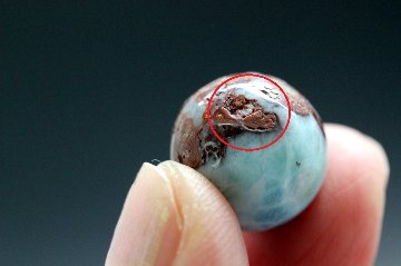 【完売】訳あり お買い得！愛と平和の希少石！チョコレートラリマー 大玉 約14mm 粒売り  天然石 パワーストーン 通販 ジュ・オーヴの画像