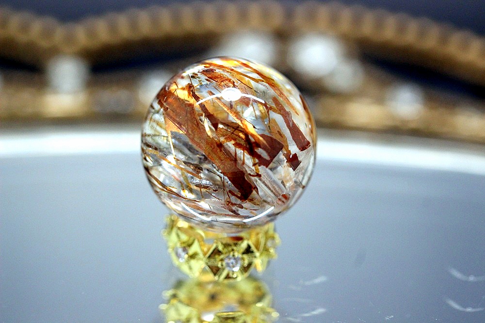 仕事成功と金運を引き寄せる フォリエーテッドマイカインクォーツ 約14.4mm 天然石パワーストーン ジュ・オーヴ