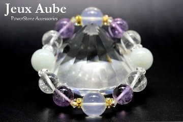 天耀（てんよう）ブレスレット｜K2ムーンクォーツ・翡翠・ラベンダーアメジスト｜魂を癒し愛を守る神聖なヒーリングブレスレット 天然石パワーストーン通販 ジュ・オーヴの画像
