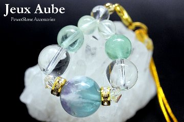 Celestial Wing セレスティアル・ウィング ストラップ（エンジェルフェザーフローライト・フローライト・プレナイト・水晶）天使の羽が導く 癒しと真実の光 守護ストラップ 天然石パワーストーンの画像