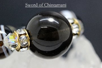 覇剣（はけん）ストラップ ― ソード・オブ・チンターマニ × 天眼石 × モリオン × 水晶 闇を斬り、悪意を祓う ― 最強魔除け・邪気祓いの守護ストーン 天然石パワーストーン通販 ジュ・オーヴの画像