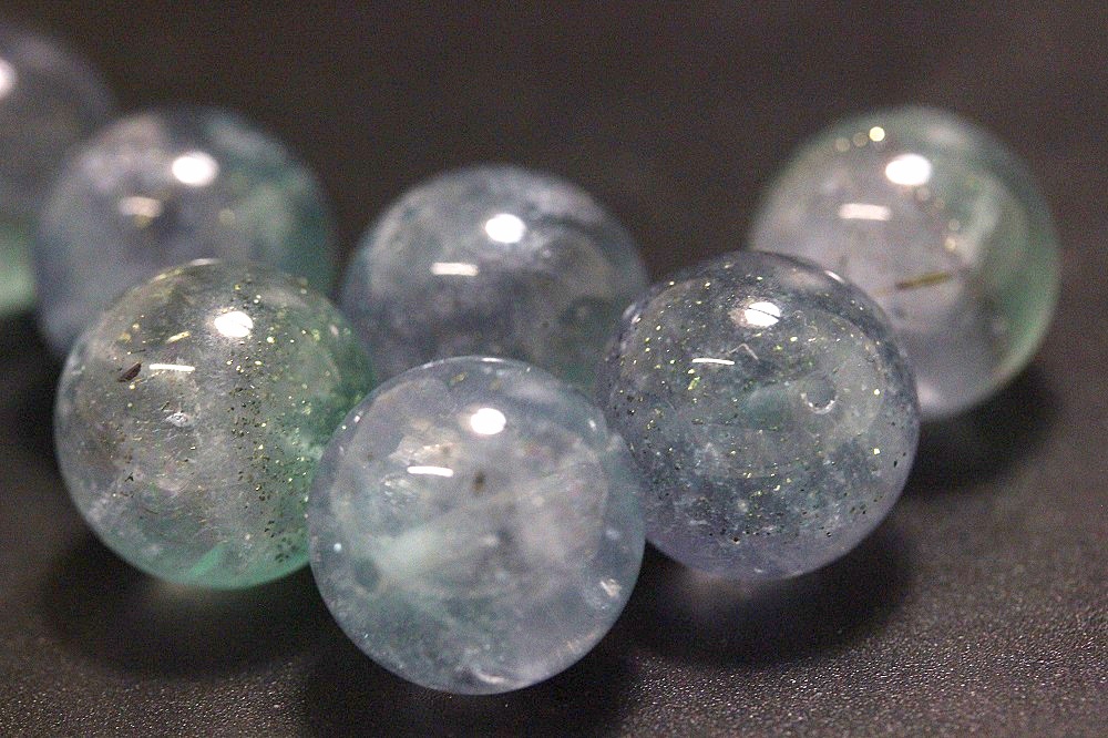 ドラゴンズ・フォーチュン・コア （パイライトインフローライト） 約14mm 大玉｜金運財運・魔除け・邪気祓いの希少石｜天然石パワーストーン通販 ジュ・オーヴの画像