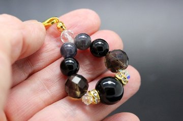 オニキス守護ストラップ 魔除け・悪縁切り・安定・導き 天然石パワーストーン通販 ジュ・オーヴの画像