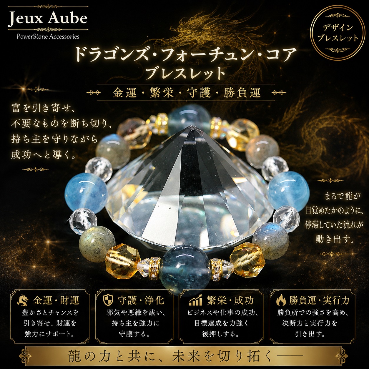 ドラゴンズ・フォーチュン・コア ブレスレットの意味・パワー｜金運・繁栄・守護・勝負運を高める天然石ブレスレット ジュ・オーヴ