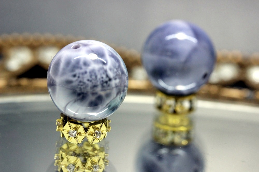 パープルラリマー Violet Oracle（ヴァイオレット・オラクル） 超希少 粒売り 約14.6mm・14.4mm 大玉 高次覚醒・魂浄化・天の導きを受け取る神秘石 天然石パワーストーン通販 ジュの画像