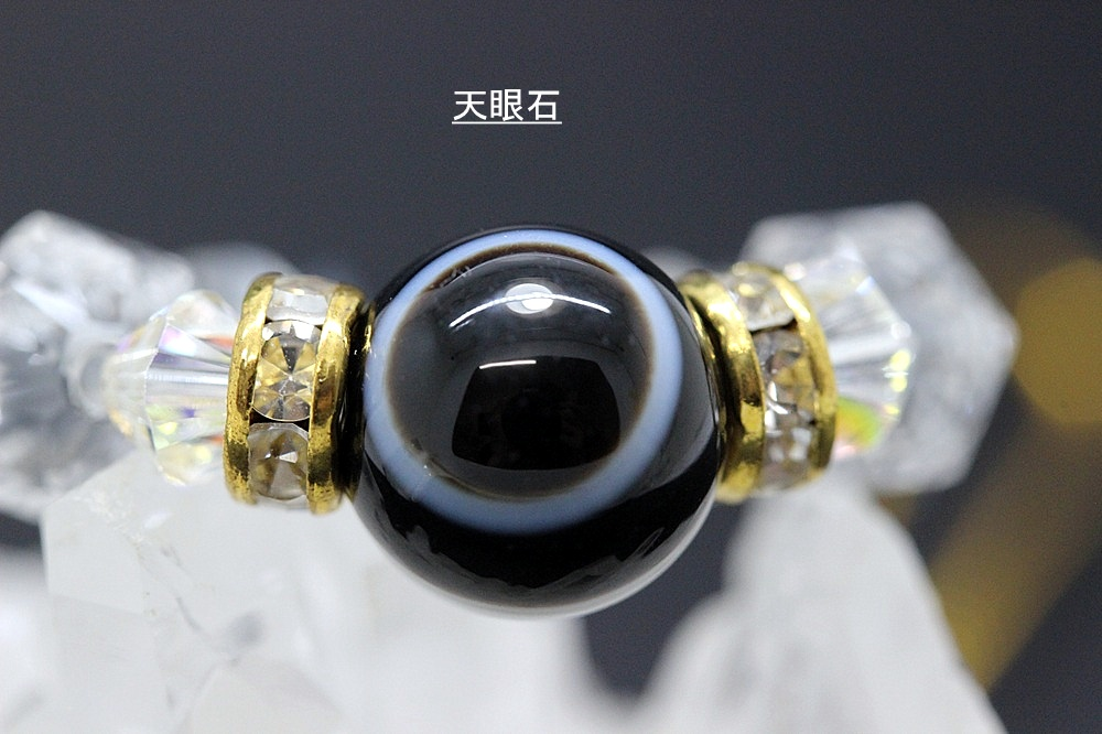 健康・病気回復・生命力・長寿のお守り 天眼石×テラヘルツ鉱石×水晶 天然石ストラップ｜魔除け・浄化・天然石パワーストーン通販 ジュ・オーヴの画像