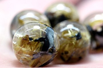 希少石！金運・財運・魔除け 八種の雷神が宿る 雷神タイチンルチル 粒売り 約14～14.5mm 大玉 天然石 パワーストーンの画像