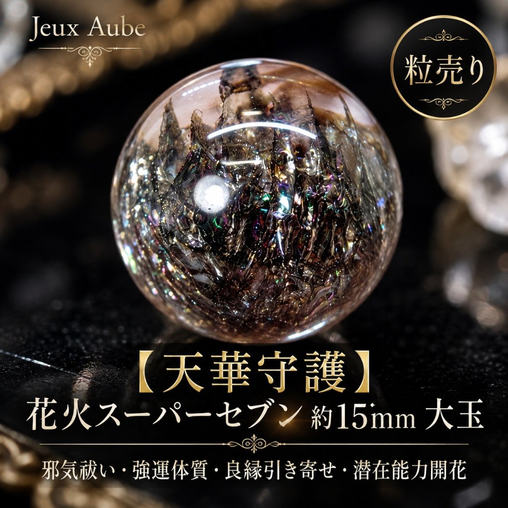【天華守護】花火スーパーセブン 約15mm 大玉 粒売り｜邪気祓い・強運体質・良縁引き寄せ・潜在能力開花の希少石｜ジュ・オーヴの画像