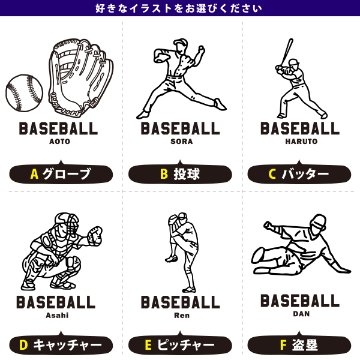 半袖 Tシャツ 野球 名入れ 名前入 スポーツ お名前入り ［ 野球イラスト ] 試合 部活 習い事 誕生日 プレゼント 大人 おとな サイズ こども服 キッズ ジュニア ベビー おそろい 兄弟 T の画像