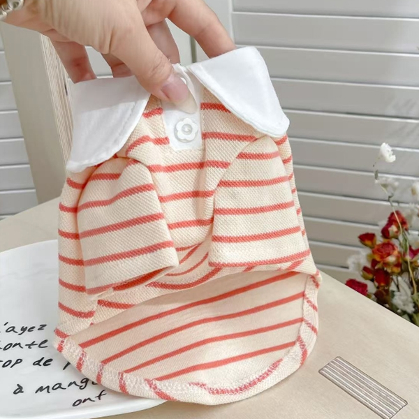 名入れ 服 犬 ボーダー ペット 服 犬 わんちゃん オリジナル お名前入り ワン おさんぽ お散歩 贈り物 ペット用品 ギフト ペット服 おしゃれ 名前入 [ 飾りボタン付ボーダ ]　お花の画像