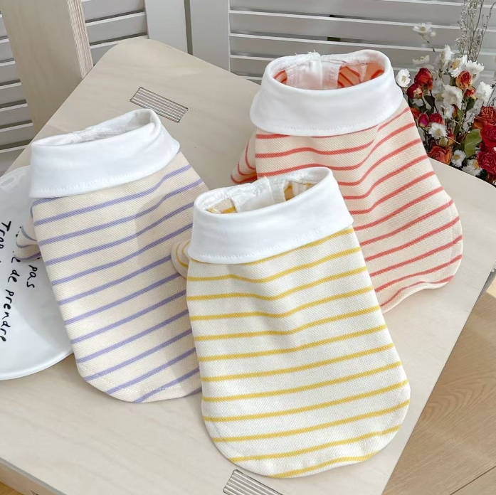 名入れ 服 犬 ボーダー ペット 服 犬 わんちゃん オリジナル お名前入り ワン おさんぽ お散歩 贈り物 ペット用品 ギフト ペット服 おしゃれ 名前入 [ 飾りボタン付ボーダ ]　お花の画像