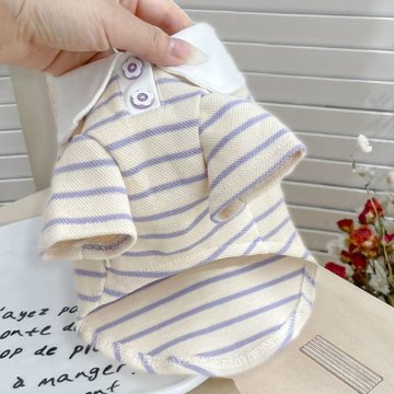 名入れ 服 犬 ボーダー ペット 服 犬 わんちゃん オリジナル お名前入り ワン おさんぽ お散歩 贈り物 ペット用品 ギフト ペット服 おしゃれ 名前入 [ 飾りボタン付ボーダ ]　お花の画像