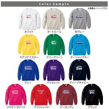 オリジナル トレーナー 好きな言葉が入る 名前入り 自己紹介 [ トレーナー ひとことネーム ] 長袖 プレゼント 誕生日イベント還暦 内祝い お祝い 100 110 120 130 140 150 の画像