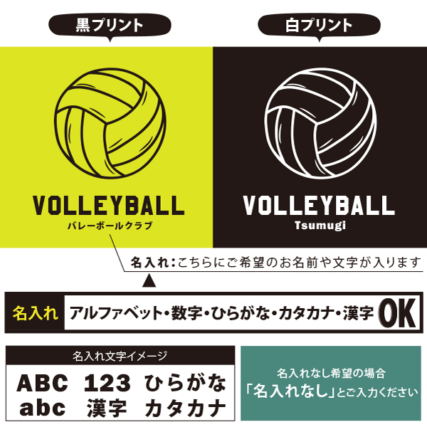 半袖 Tシャツ バレーボール 名入れ 名前入 スポーツ お名前入り ［半T バレーボールイラスト ] 試合 部活 習い事 誕生日 プレゼント 大人 おとな サイズ こども服 キッズ ベビー おそろい の画像