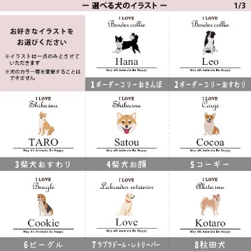 [宅配便送料無料] 名入れ トートバッグ 旅行 大きい ビックトートトラベル 犬　 チワワ トイプー シュナウザー ダックス 柴犬 キャンバス ［ ジップトート アイラブ犬筆記体 ] 綿100％ の画像