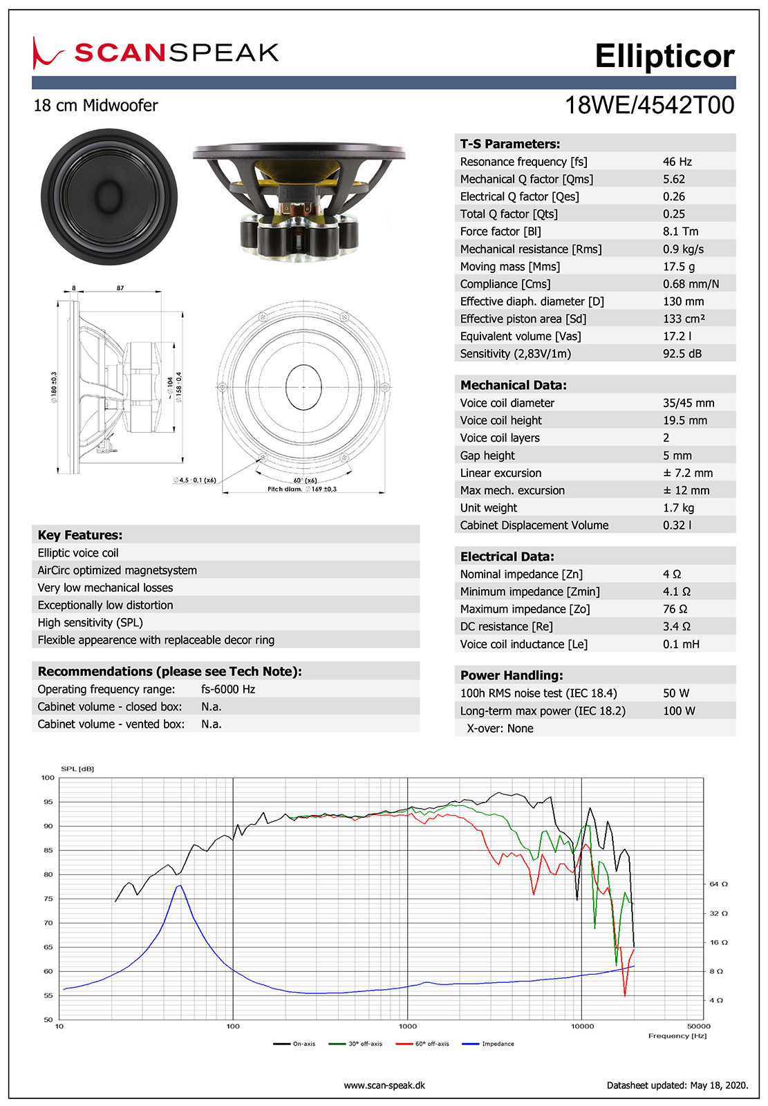 Scan-Speak Ellipticor 18WE/4542T00（ペア）の画像