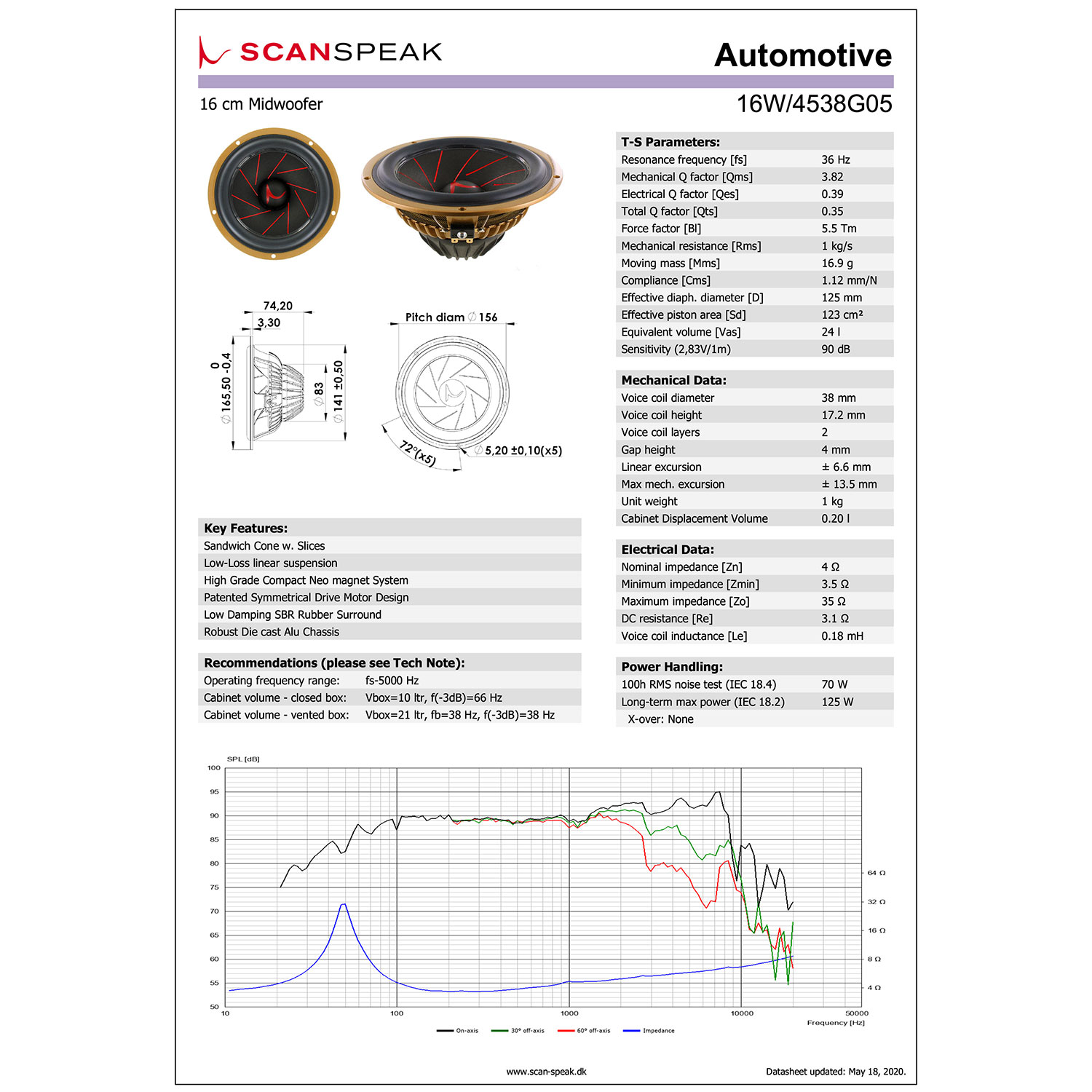 Scan-Speak Gold 16W/4538G05（ペア）の画像