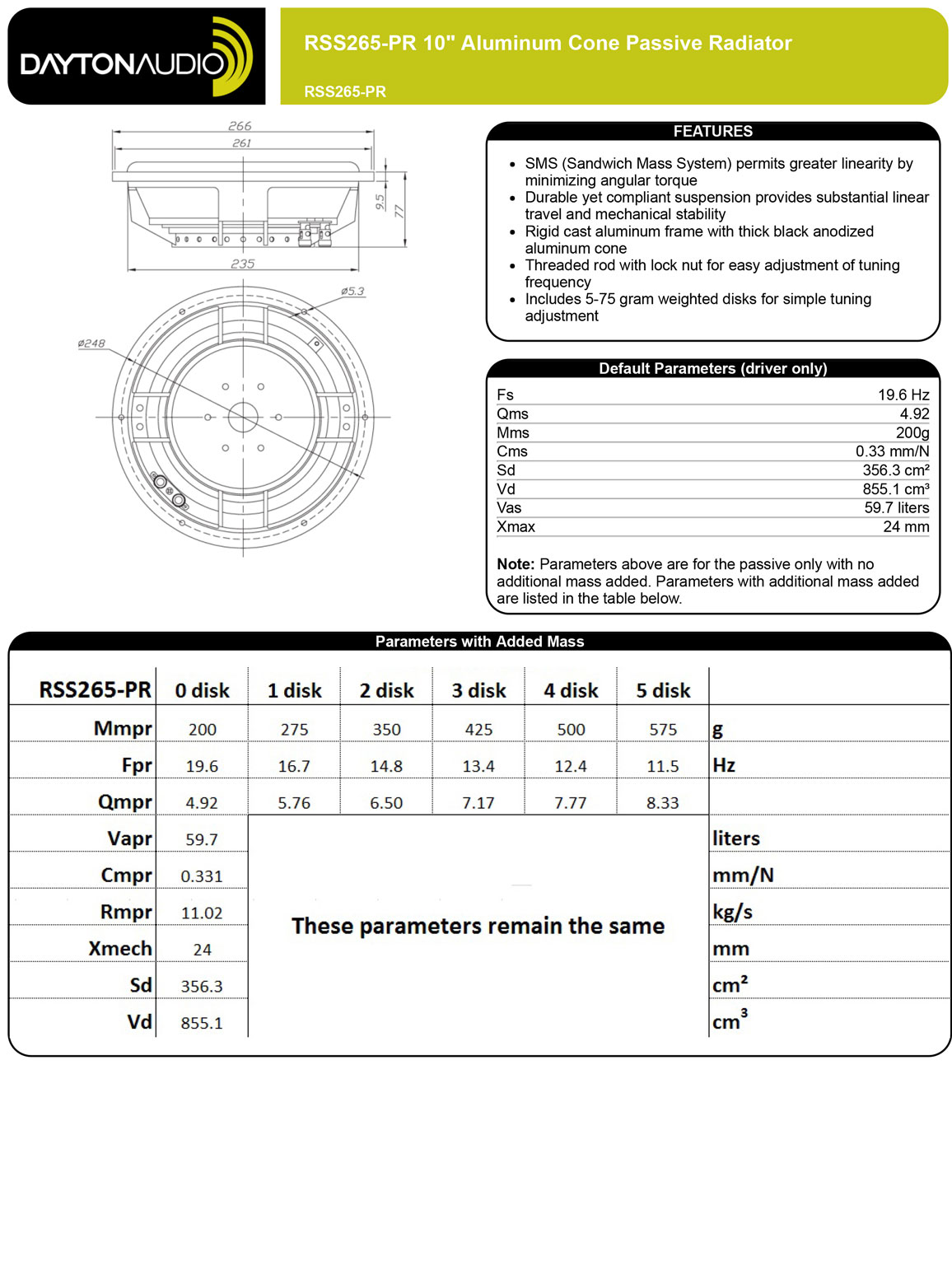 【訳あり特価品】Dayton Audio RSS265-PRの画像