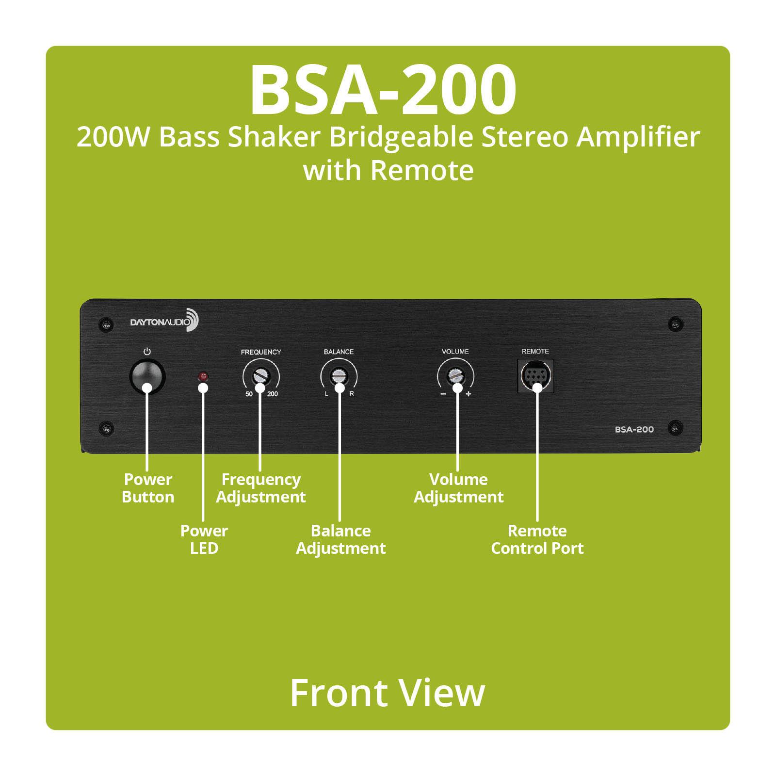 Dayton Audio BSA-200 200W バスシェーカー ブリッジ・ステレオアンプ (リモコン付)の画像