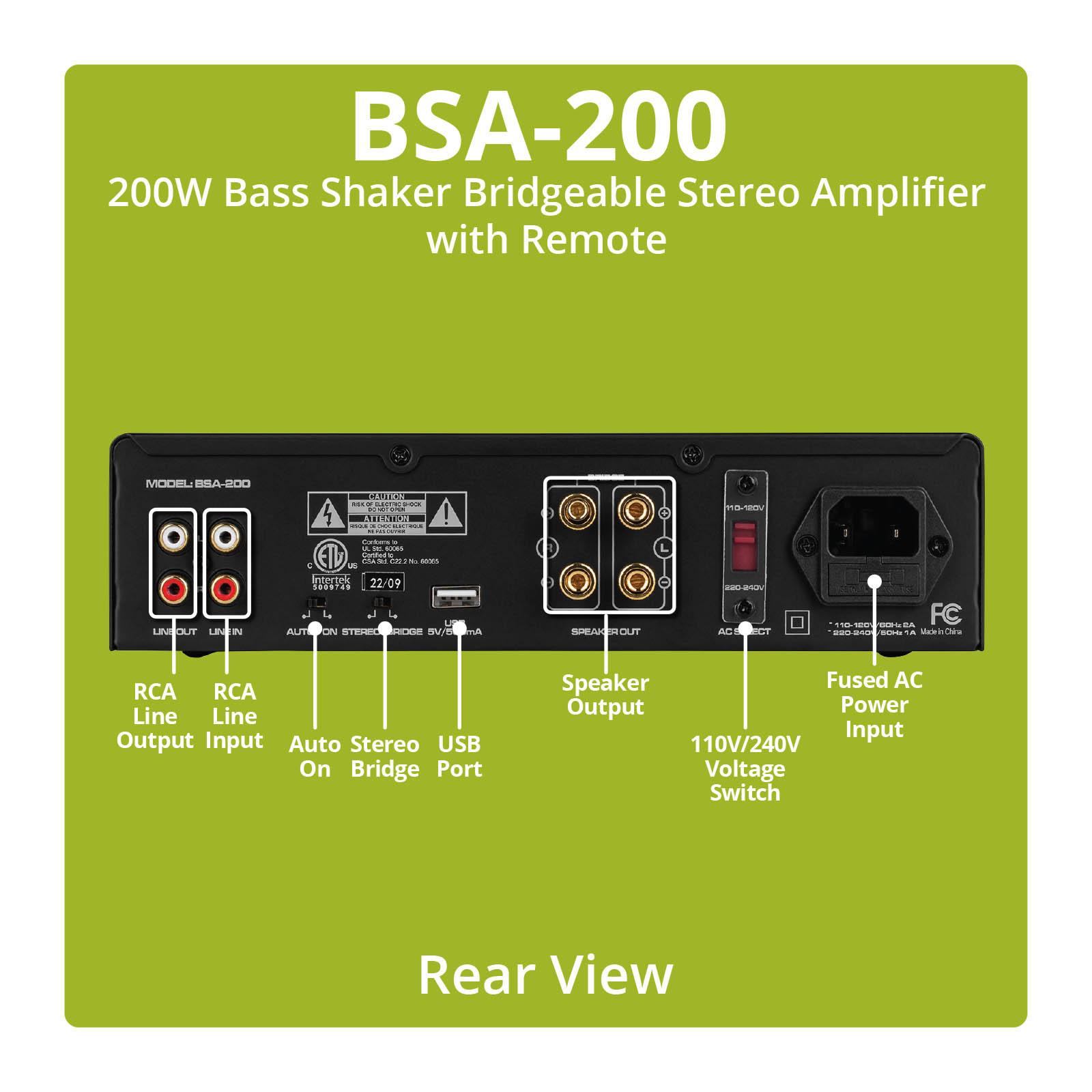 Dayton Audio BSA-200 200W バスシェーカー ブリッジ・ステレオアンプ (リモコン付)の画像