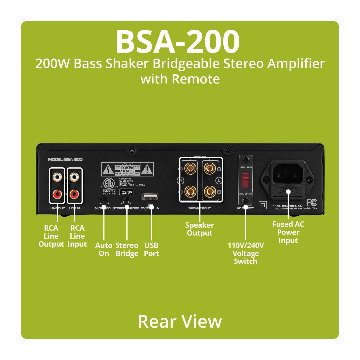 Dayton Audio BSA-200 200W バスシェーカー ブリッジ・ステレオアンプ (リモコン付)の画像