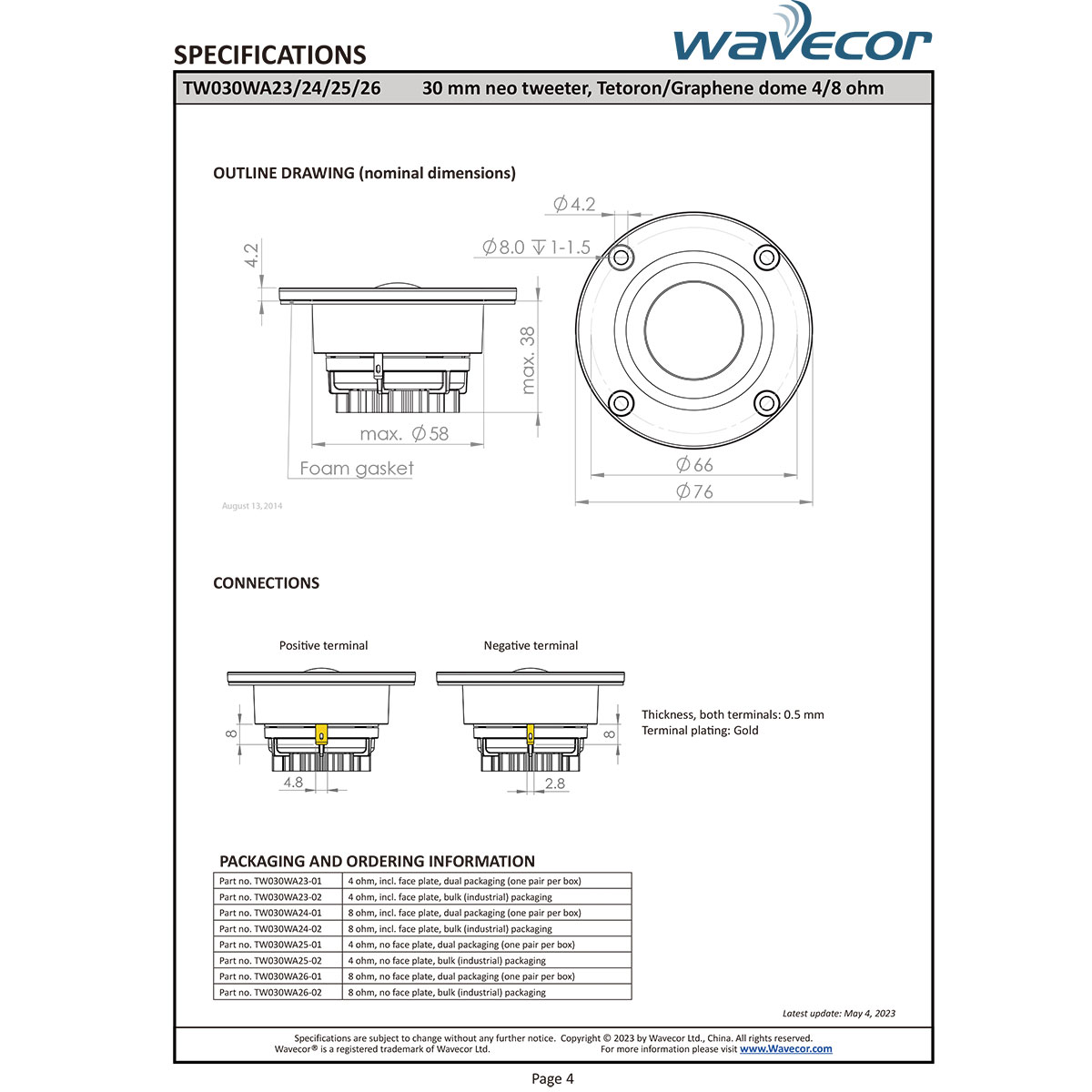 Wavecor TW030WA23 [ペア]画像