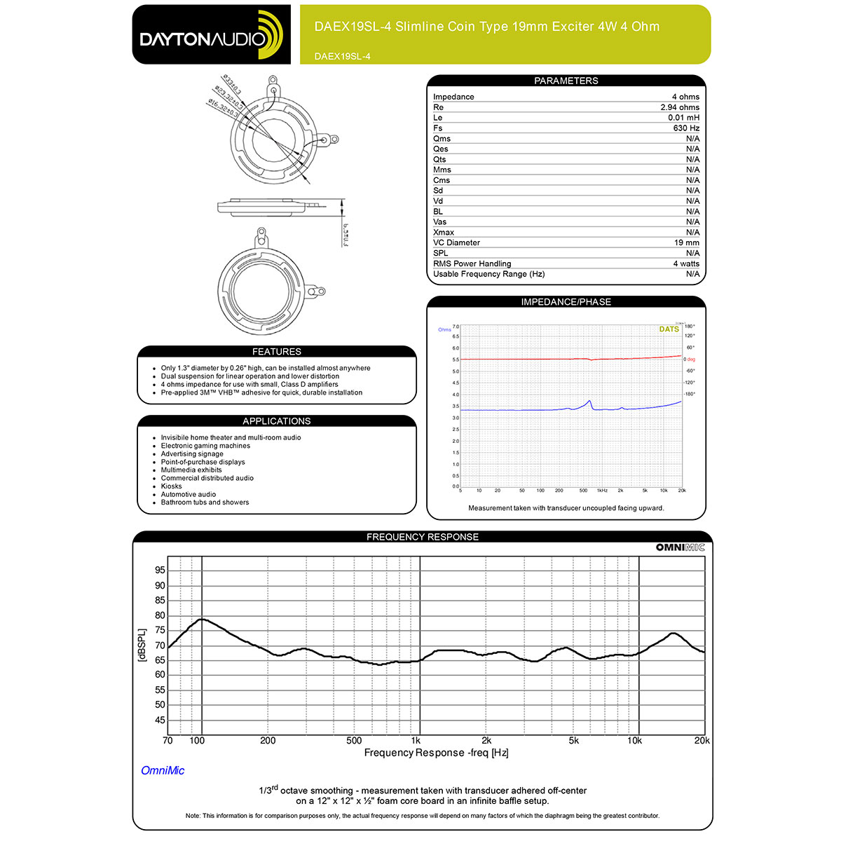 【訳あり特価品】Dayton Audio DAEX19SL-4の画像