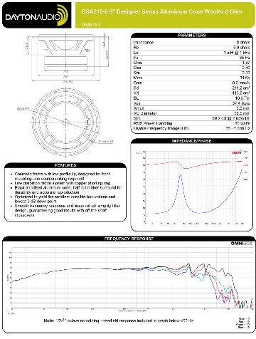 【訳あり特価品】Dayton Audio DSA215-8の画像