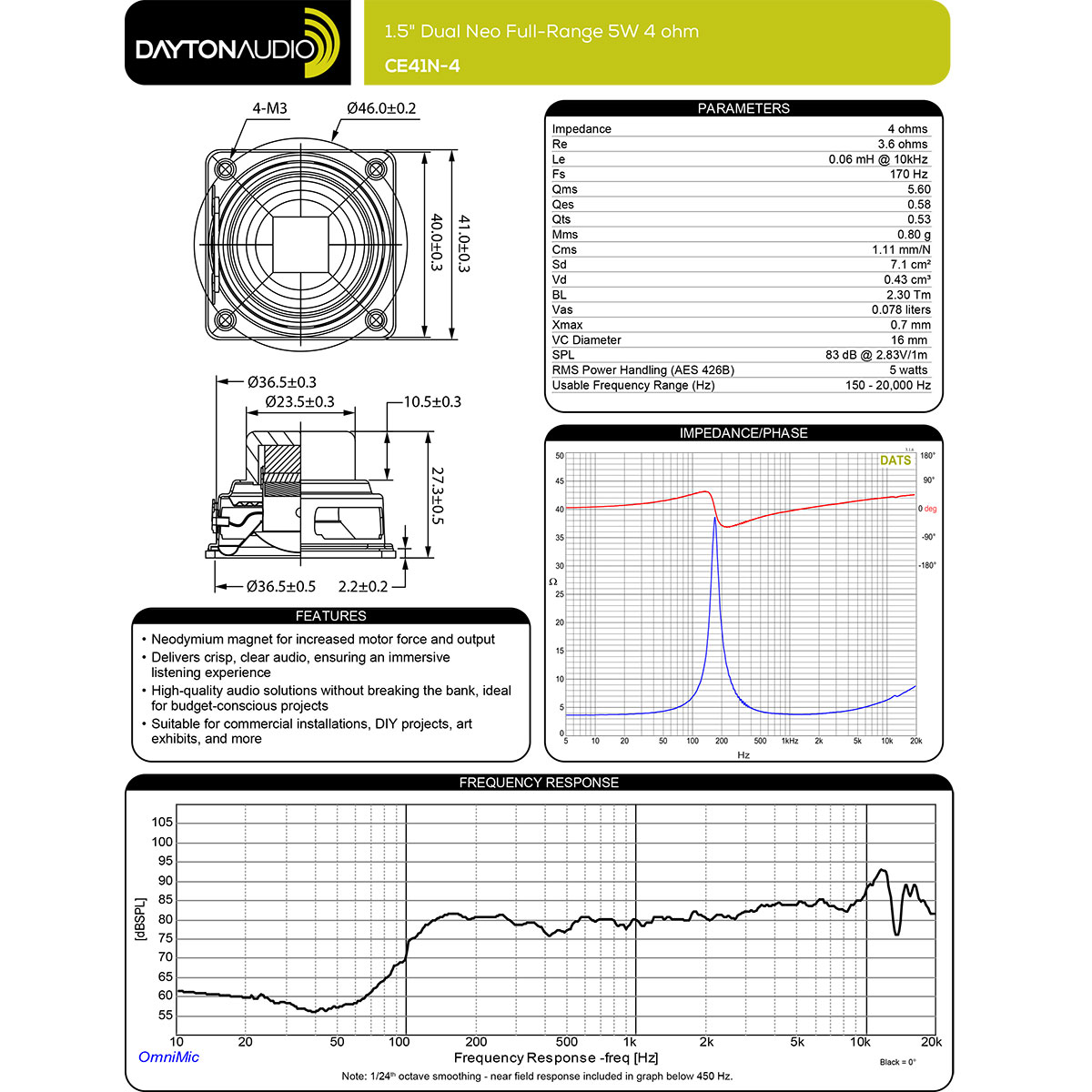 Dayton Audio CE41N-4の画像