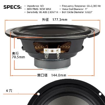 Dayton Audio PCS175-8 6.5インチ ポリコーンウーファー「8Ω」の画像
