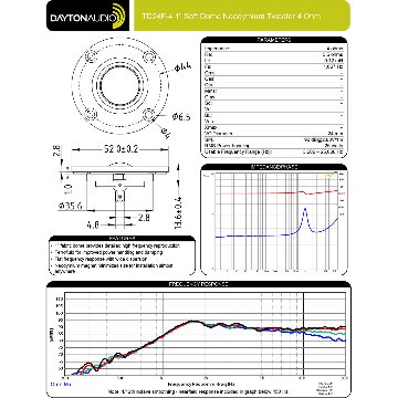 Dayton Audio TD24F-4 1インチ シルクドーム ツィーター  ネオジム「4Ω」の画像