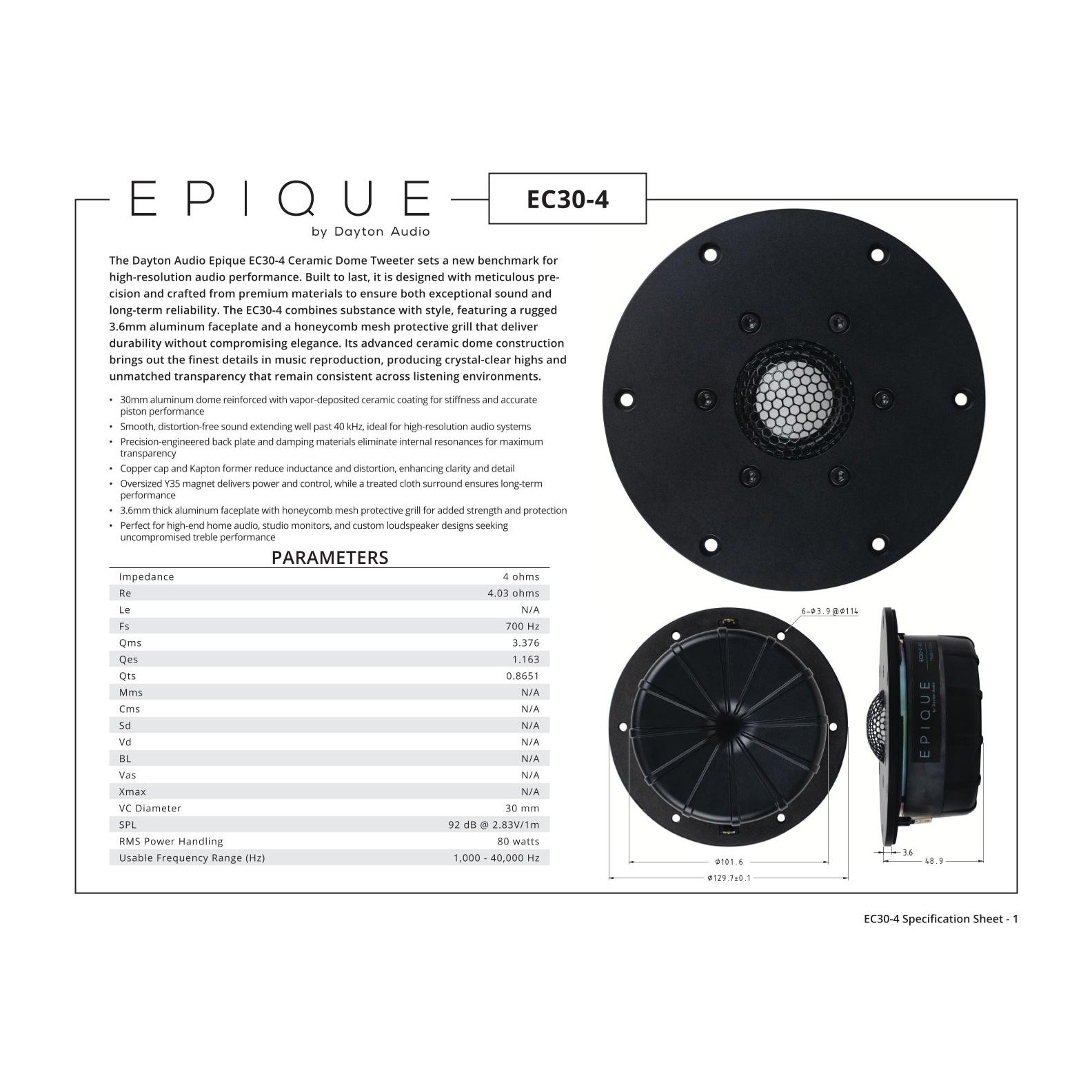 Dayton Audio Epique EC30-4の画像
