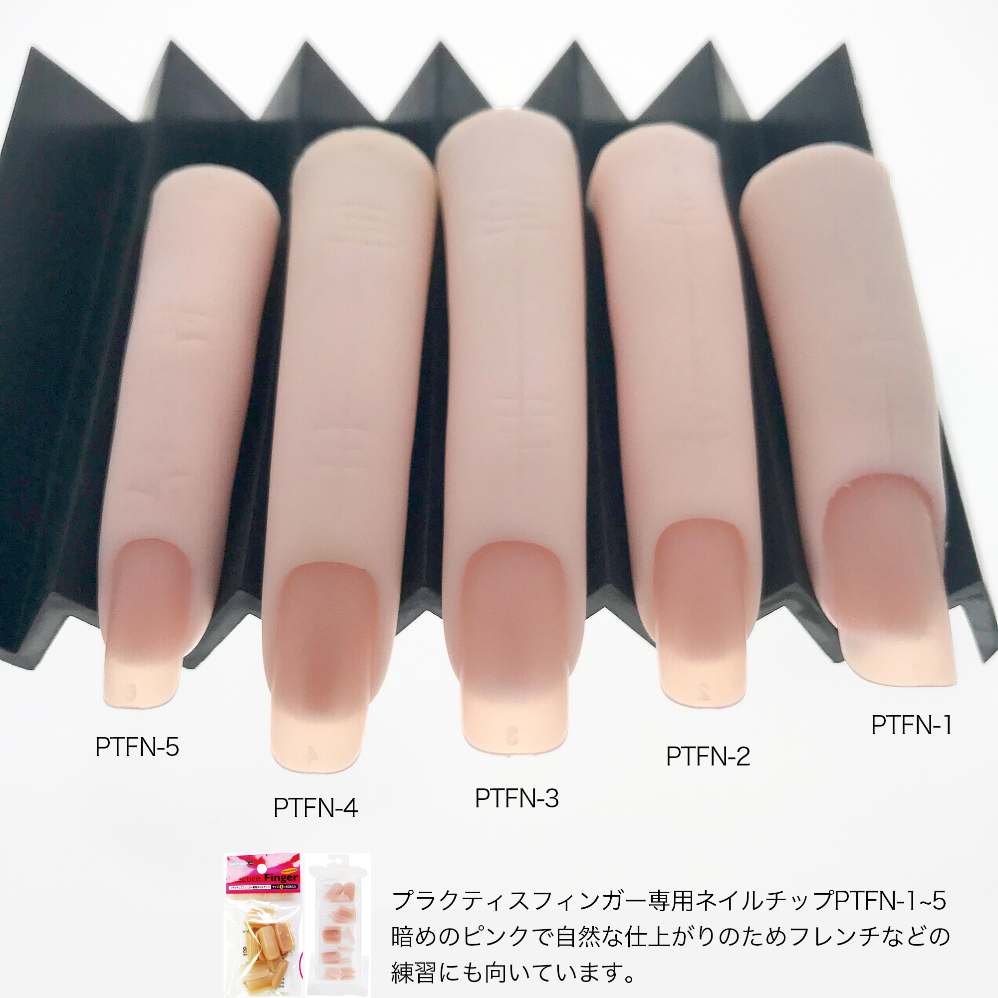 プラクティスフィンガー専用ネイルチップ(サイズ別単品)(PTFN-1~5)｜BEAUTY NAILER