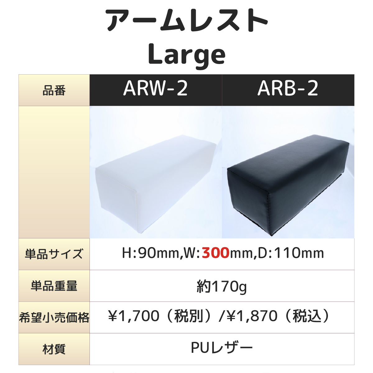 アームレスト Large ホワイトの画像