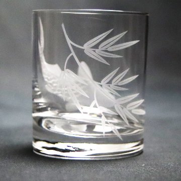 蕨硝子　緑陰の鯉　鯉のロックグラス　クリアーガラス　の画像