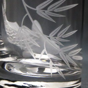 蕨硝子　緑陰の鯉　鯉のロックグラス　クリアーガラス　の画像