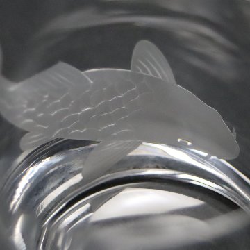 蕨硝子　緑陰の鯉　鯉のロックグラス　クリアーガラス　の画像