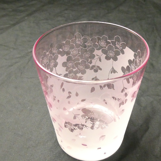 桜グラス01　ピンク色　ラスターガラス　蕨硝子　画像