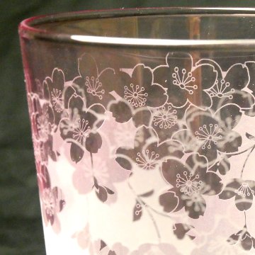 名入れ　桜グラス01　ピンク色　ラスターガラス　蕨硝子　画像