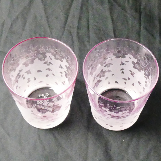 桜グラス01　ペアセット　ピンク色　ラスターガラス　蕨硝子　画像