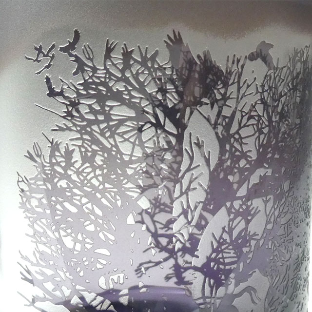 八咫烏の森　ヤタガラスシリーズ　蕨硝子　被せガラス　紫色　ロックグラス画像