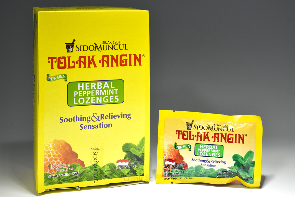 トラックアンギンハーブキャンディ 1パック（5粒）SIDOMUNCUL TOLAK ANGIN Herbal Peppermint Lozenges画像
