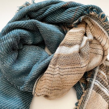 roots shawl middle "tamaki niime" wool画像
