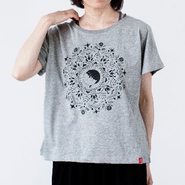ねこの曼荼羅Tシャツ（グレー）の画像