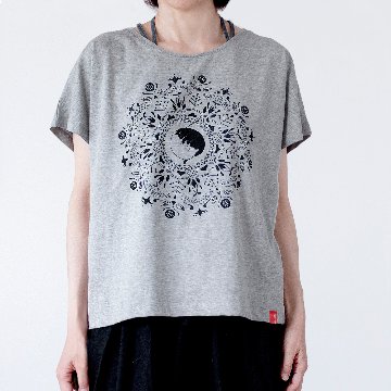 ねこの曼荼羅Tシャツ（グレー）の画像