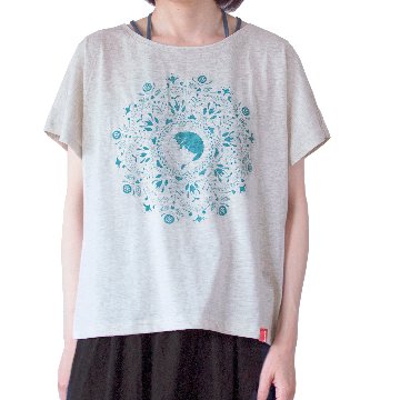 美品　&ellecy　猫曼荼羅　カットソー　ロングTシャツ　ネコマンダラ　M 美品 &ellecy 猫曼荼羅 カットソー ロングTシャツ ネコマンダラ
