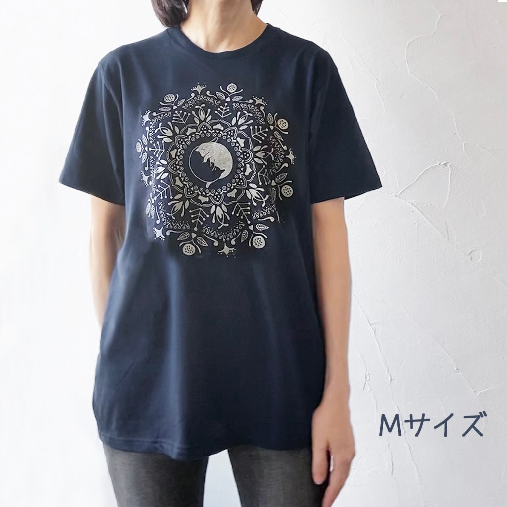 美品　&ellecy　猫曼荼羅　カットソー　ロングTシャツ　ネコマンダラ　M 美品 &ellecy 猫曼荼羅 カットソー ロングTシャツ ネコマンダラ