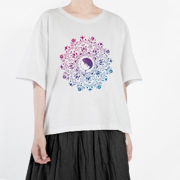 【販売再開しました】ねこの曼荼羅ビッグシルエットT（白xグラデ）の画像