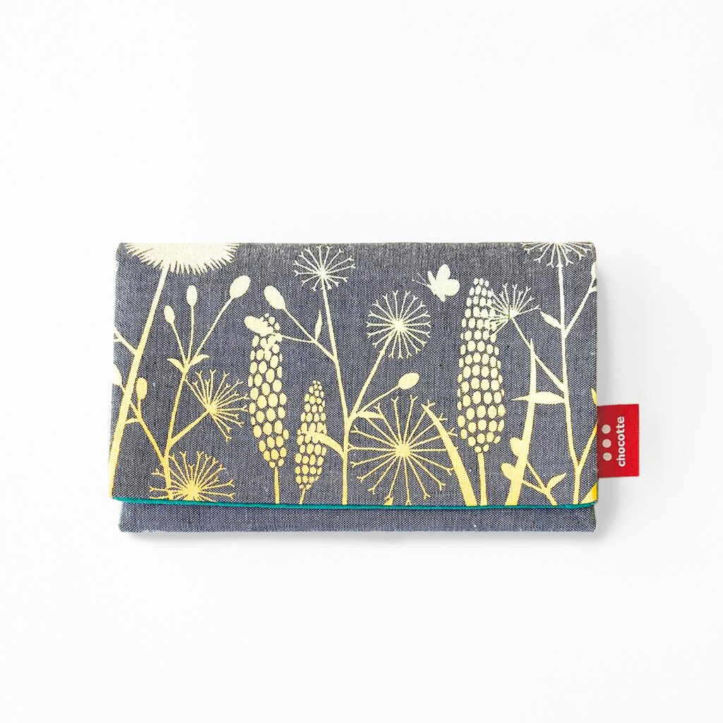 あざみとねこの懐紙入れ（シャンブレー）の画像